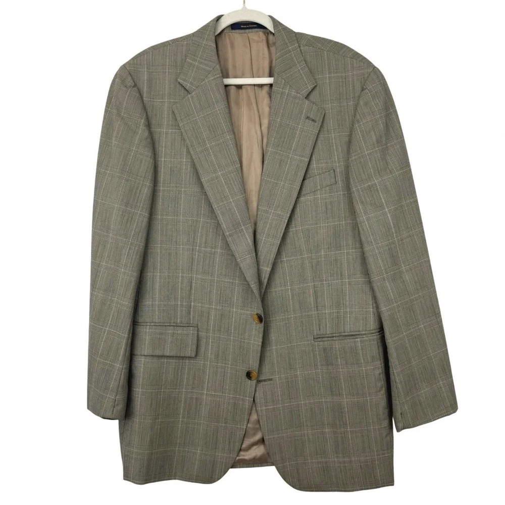 Vintage Chaps Ralph Lauren Blazer Size 42 Tall Wool Plaid Sport Coat Suit Jacket